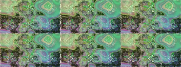 Renkli süs kenarı. Çiçek duvar kağıdı. Yeşil ve nötr renklerde. Kusursuz desen. Hint süsü. Raster illüstrasyonu.