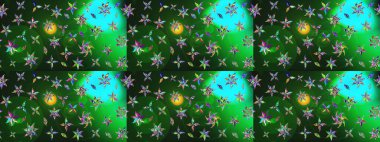 Raster suluboya çiçek deseni, narin çiçekler, yeşil çiçekler, tebrik kartı şablonu. Raster Güzel kumaş deseni.