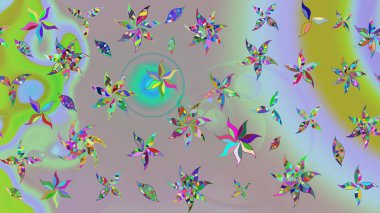 Raster illüstrasyonu. Çiçek buketleriyle klasik bir eskiz şekli. Tarafsız renklerde.