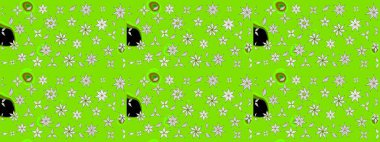 Düz Çiçek Elementleri Tasarımı. Süslü kumaş deseni. Raster illüstrasyonundaki çiçek desenli çizim. Renkli Bahar Teması çizim şablonu.