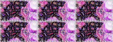 Raster Floral Illustration, Asyalı tekstil. Tarafsız ve siyah renklerde etnik çiçeklerle kusursuz bir desen..