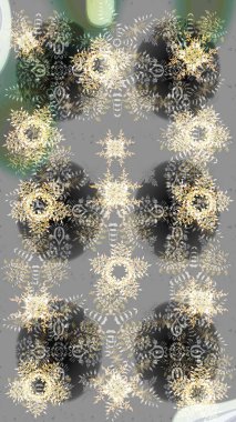 Altın şablonu çiz. Raster oryantal süs. Tarafsız, bej ve gri renklerdeki altın desenli altın elementler.