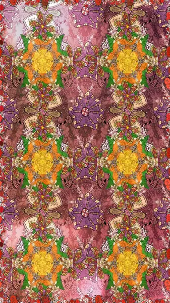 Kahverengi renkli çiçekler. Raster illüstrasyonunda kusursuz çiçek deseni.