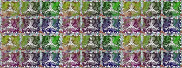 Kusursuz desenli, yeşil renkli parlak çiçekli halı..