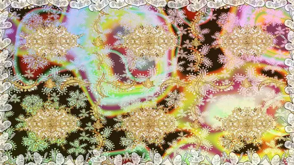 Doğu tarzı arabesk tarzında altın elementler. Tarafsız renklerde kusursuz desen. Raster altın pürüzsüz desen. Kusursuz altın desenli bukleler..