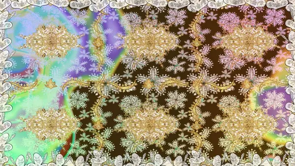 Süslü raster dekorasyonu. Lüks, kraliyet ve Viktorya dönemi konsepti. Tarafsız renklerde altın element. Klasik barok çiçekli, nötr yerine altın desenli..