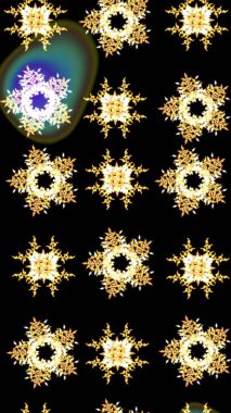 Siyah, sarı ve kahverengi ikon silueti. Kar tanesi kışı siyah, sarı ve kahverengi renklerde yalıtılmış. Yeni yıl tabelası. Kutlamanın sembolü. Raster illüstrasyonu. Noel tasarımı için.