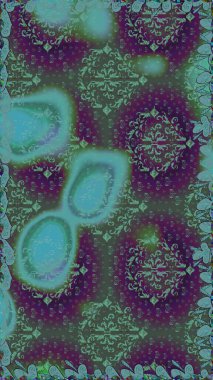 Raster illüstrasyonu. Çiçek. Mavi renklerde. Kusursuz dekoratif arka plan, çiçek mandala.