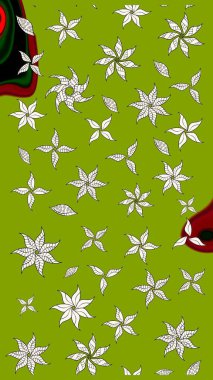 Raster illüstrasyonundaki çiçek desenli çizim. Düz Çiçek Elementleri Tasarımı. Güzel kumaş deseni. Renkli Bahar Teması çizim şablonu.