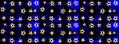 Siyah ve mavi kar taneleri. Raster illüstrasyonu. Kar tanelerinin soyut arkaplanlı Noel şablonu. Noel ve Yeni Yıl moda baskıları için tatil tasarımı.