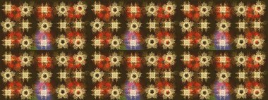 Güzel kar tanesi. Soyut kış mor, kahverengi ve turuncu süslemeleri. Renkli arka planda izole tatlı kar taneleri. Raster illüstrasyonu. Yuvarlak raster kar tanesi.