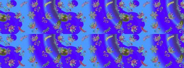 Raster illüstrasyonu. Sihirli menekşe, mavi ve yeşil tatil soyut arka plan yıldız ve düşen kar taneleri. Noel menekşesi, mavi ve yeşiller.