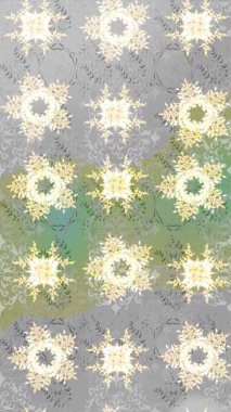 Düz Çiçek Elementleri Tasarımı. Gri renkli çiçekler. Sevimli çiçek raster deseni. Renkli Bahar Teması çizim şablonu.