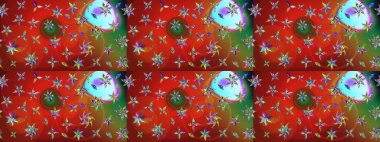 Vadinin çiçekleri kırmızı renklerde. Soyut etnik raster çizim kalıbı. Çiçekler..