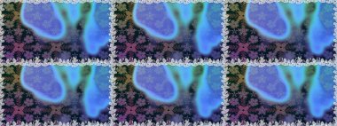 Mavi ve gri renkler. Yaz çiçekleri teması. Suluboya resim taklit Raster çizimi. Klasik çiçekler. El çizimi soyut süslü elementler.