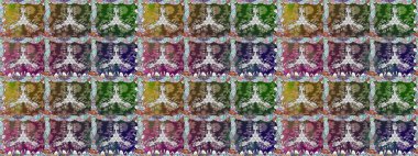 Çiçekli karalama şeklinde Raster çiçek deseni. Raster illüstrasyonu. Gri ve yeşil renklerde bahar çiçekleri.