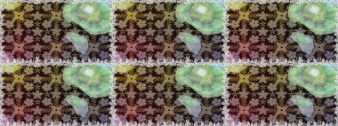 Poster ya da kapak için arka plan. Tekstil için figür. Yapraklı kusursuz desen. Davetiye ve kartpostal tasarımı için dekoratif çiçek unsurları. Sevimli zarif çiçekler Raster illüstrasyonu.