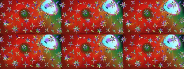 Vadinin çiçekleri kırmızı renklerde. Soyut etnik raster çizim kalıbı. Çiçekler..