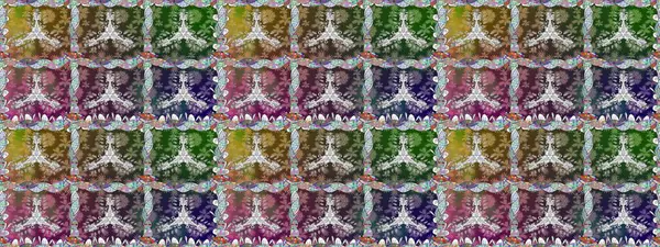 Çiçekli karalama şeklinde Raster çiçek deseni. Raster illüstrasyonu. Gri ve yeşil renklerde bahar çiçekleri.