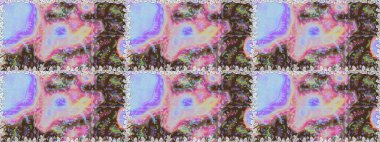 Patlayan çiçekler soyut olarak yerleştirilmiş. Tarafsız ve kahverengi renklerde bahar çiçekleri. Raster deseni. Raster illüstrasyonu.