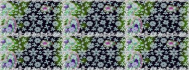 Çiçekli, kusursuz bir arkaplan. Çocuk stili. Renkli Bahar Temalı Kusursuz Arkaplan. Düz Çiçek Elementleri Tasarımı.