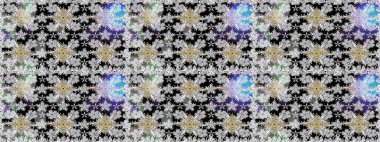 Gri renklerde. Hint süsü. Raster illüstrasyonu. Renkli süs kenarı. Kusursuz desen. Çiçek duvar kağıdı.