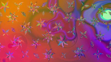 Raster illüstrasyonundaki çiçek desenli çizim. Suluboya tarzında mor renkte çiçekler.