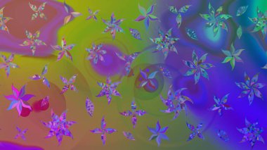 Raster illüstrasyonu. Mor renkli çiçekler. Çizim çiçek deseni duvar kağıdı için kullanılabilir.