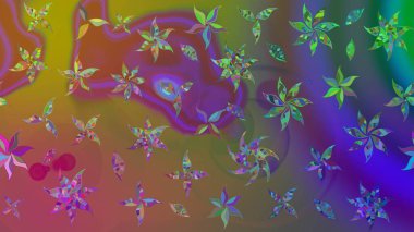 Renkli Bahar Teması eskiz kalıbı. Düz Çiçek Elementleri Tasarımı. Raster..