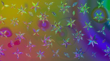 Çiçekler suluboya tarzında yeşil renkte. Raster illüstrasyonunda çiçek deseni çizimi.