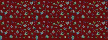 Kırmızı renkte çiçekler. Şirin çiçek elementleri. Raster illüstrasyonu. Çizim.