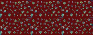 Kırmızı renkte çiçekler. Şirin çiçek elementleri. Raster illüstrasyonu. Çizim.