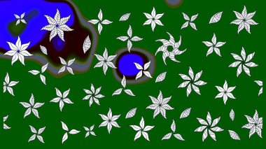 Raster illüstrasyonu. Yeşil renkli çiçekler. Tropikal çizim çiçek deseni.