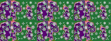 Raster illüstrasyonu. Bahar çiçekleriyle güzel bir çiçek deseni çizmişsin. Güzel kumaş deseni.