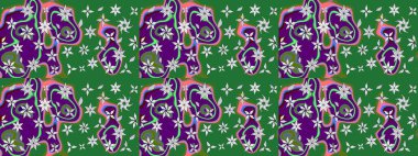 Raster illüstrasyonu. Bahar çiçekleriyle güzel bir çiçek deseni çizmişsin. Güzel kumaş deseni.