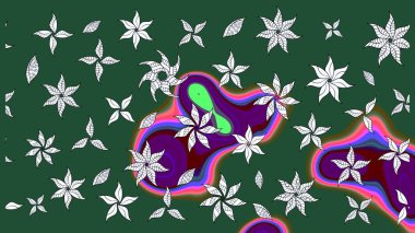 Çiçek desenli eskiz, yaz çiçekleri. Düz Çiçek Elementleri Tasarımı. Yeşil renkli çiçekler. Renkli Bahar Teması çizim şablonu.