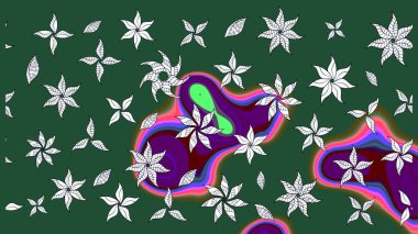 Çiçek desenli eskiz, yaz çiçekleri. Düz Çiçek Elementleri Tasarımı. Yeşil renkli çiçekler. Renkli Bahar Teması çizim şablonu.