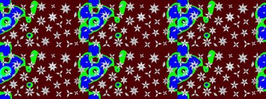 Vadinin yeşil renkli çiçekleri. Çiçeksel çizim kalıbının çizimi.