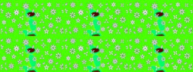 Vadinin yeşil renkli çiçekleri. Çiçeksel çizim kalıbının çizimi.