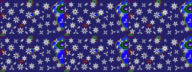 Vadinin yeşil renkli çiçekleri. Çiçeksel çizim kalıbının çizimi.