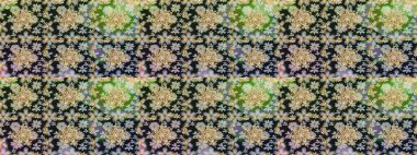 Altın karalama fantezi yapraklarından ve gri renkli çiçeklerden Raster soyut çiçek çelengi. El yapımı dekoratif çerçeve, albüm kapağı, tebrik kartı, klasik Art deco tarzı.