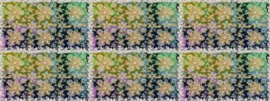 Kusursuz kraliyet lüksü, altın barok kumaş rengi. Altın antika ortaçağ dekoratifi, yapraklar ve gri renkli altın desenli süslemelerle pürüzsüz bir desen..