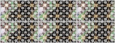 Yapraklı çiçekler ve kır renkli papatya çiçekleri. Raster - stok. Kusursuz arkaplan deseni.