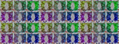 Raster illüstrasyonu. Düz Çiçek Elementleri Tasarımı. Renkli Bahar Temalı Kusursuz Arkaplan. Renkli çiçekler. Çiçekli, suluboya desenli kusursuz çiçek deseni.