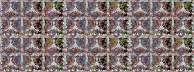 Raster illüstrasyonu. Kahverengi renklere karalamalar çizen kusursuz çiçek deseni.