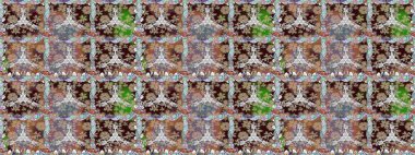 Çiçekli karalama şeklinde Raster çiçek deseni. Kahverengi renkli çiçekler. Yumuşak, yaz çiçekli arka plan.