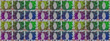 Yeşil renkte etnik çiçeklerle kusursuz bir desen. Raster Çiçek İllüstrasyon Şirin Tekstil.