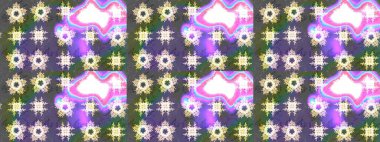 Vadinin gri renkli çiçekleri. Soyut etnik raster çizim kalıbı. Çiçekler..