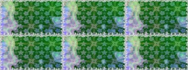 Yeşil renkte güzel bir tekstil. Raster illüstrasyonu. Çiçeklerle suluboya desenleri.