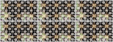 Sabıka fotoğraflarında, bebek kıyafetlerinde, duvar kâğıtlarında, paket kutularında falan kullanılabilir. Raster. Zarif, parlak ve pürüzsüz siyah çiçek deseni tasarımı.